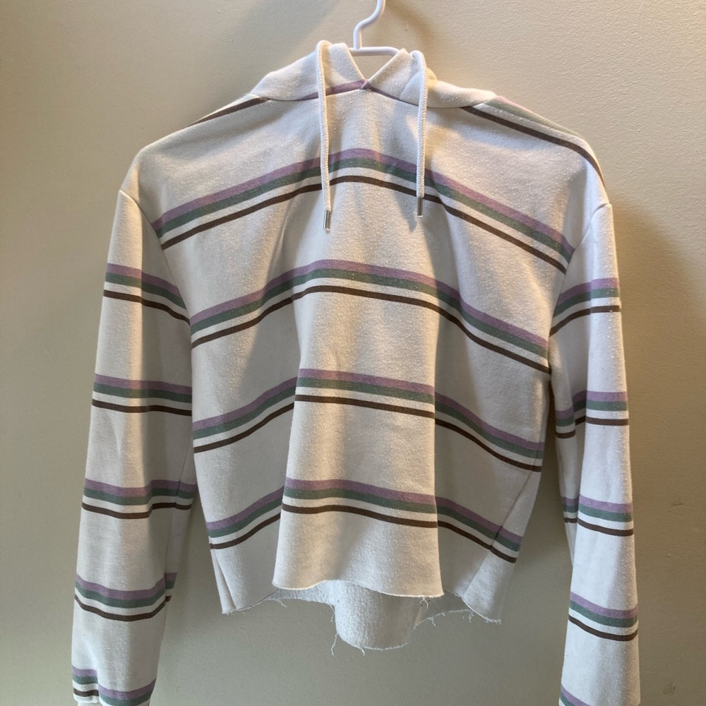 Primark White and Purple Striped Knit Sweater